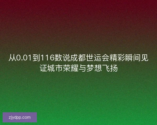 从0.01到116数说成都世运会精彩瞬间见证城市荣耀与梦想飞扬