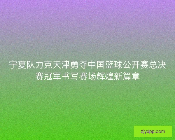 宁夏队力克天津勇夺中国篮球公开赛总决赛冠军书写赛场辉煌新篇章